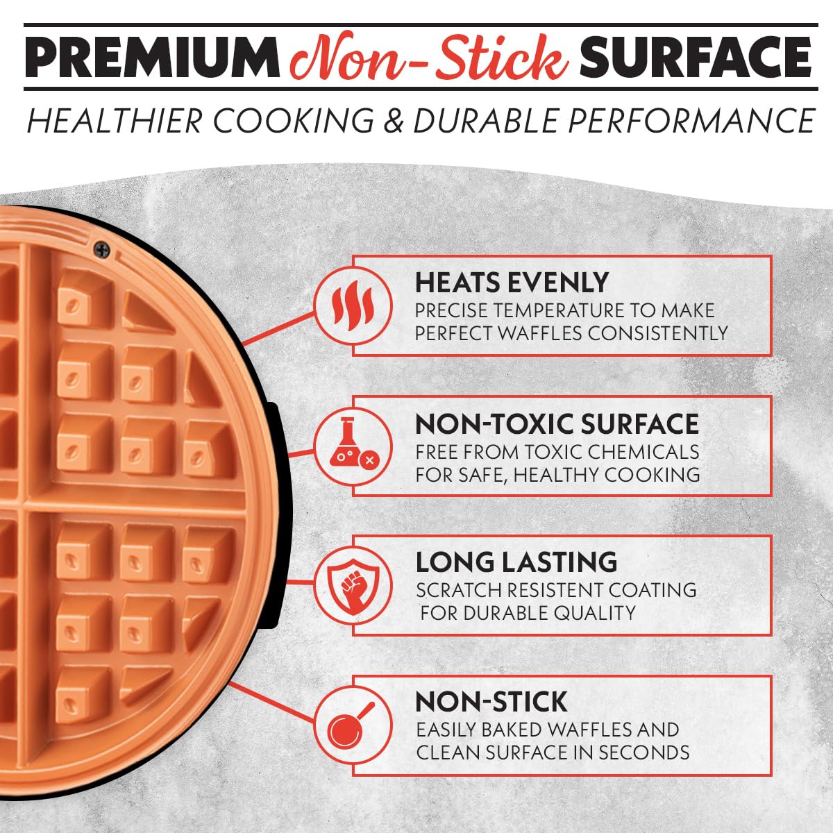 Gourmia Belgian Waffle Maker – Adjustable Browning Control, Nonstick Plates, Ready & Power Indicator Lights, Compact Upright Storage, Cool-Touch Handle - Image 7